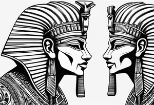 I want a Egyptian pharaoh skeleton in a headress facing the side tattoo idea