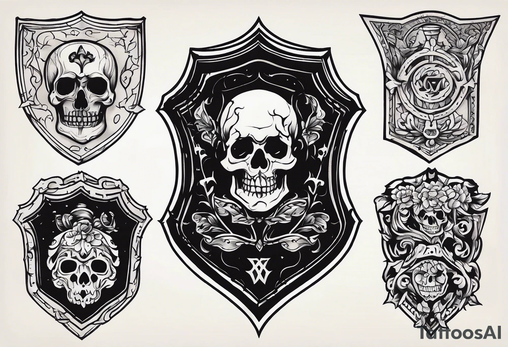 shadows of the dead inside a shield shape tattoo idea