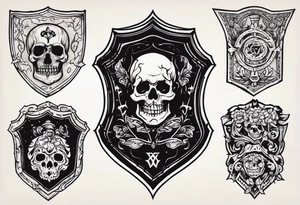 shadows of the dead inside a shield shape tattoo idea