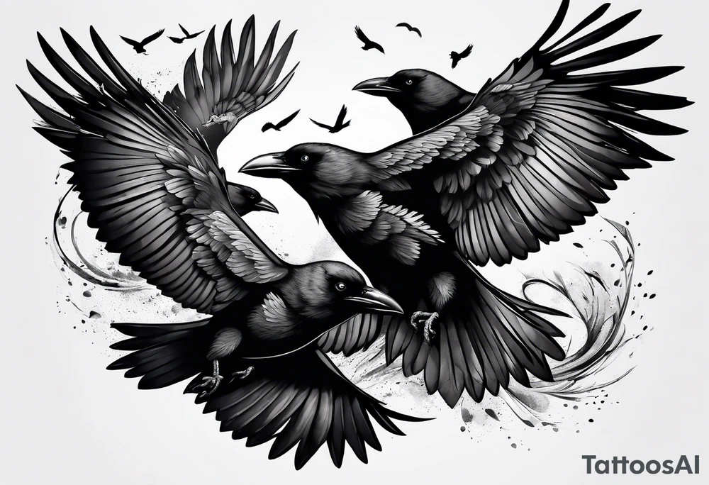 3 crows flying tattoo idea