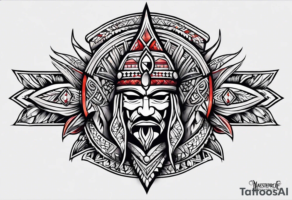 Puerto Rican tribal arm tattoo with spears tattoo idea