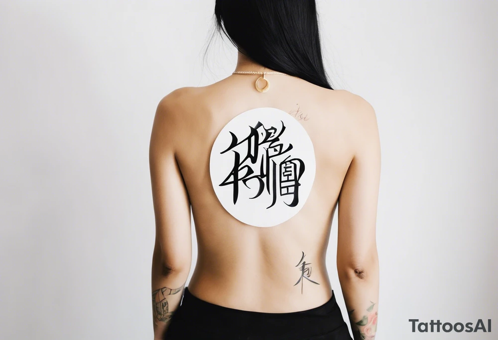 Vietnamese calligraphy saying my dogs name Poppy tattoo idea