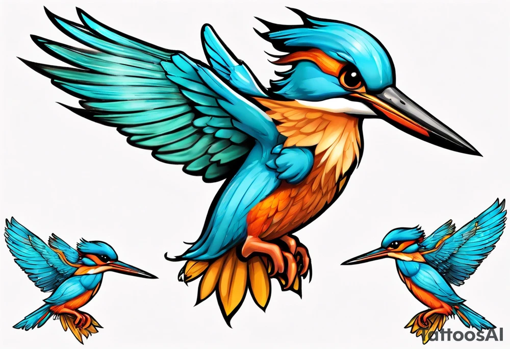 kingfisher taking flight tattoo idea