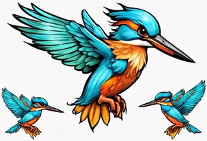 kingfisher taking flight tattoo idea