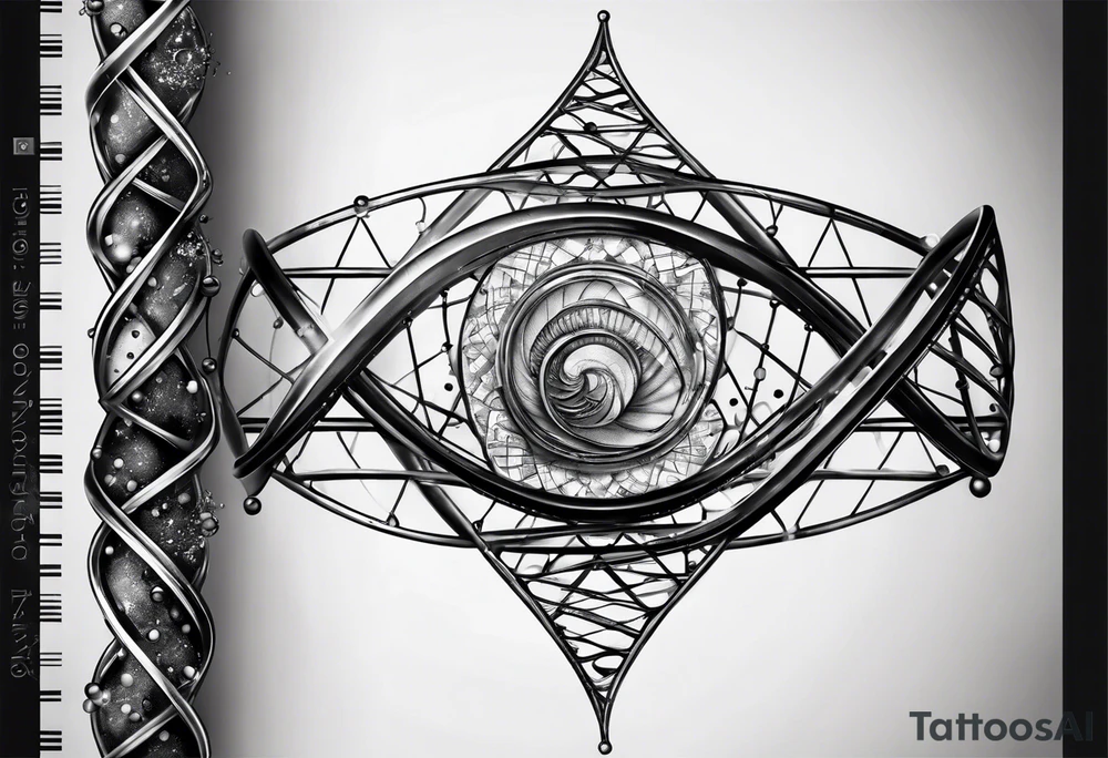 detailed DNA double helix realistic tattoo idea