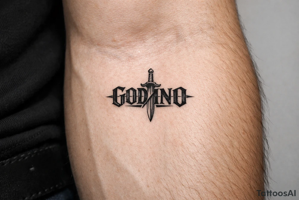 ゴディーノ with sword through name tattoo idea