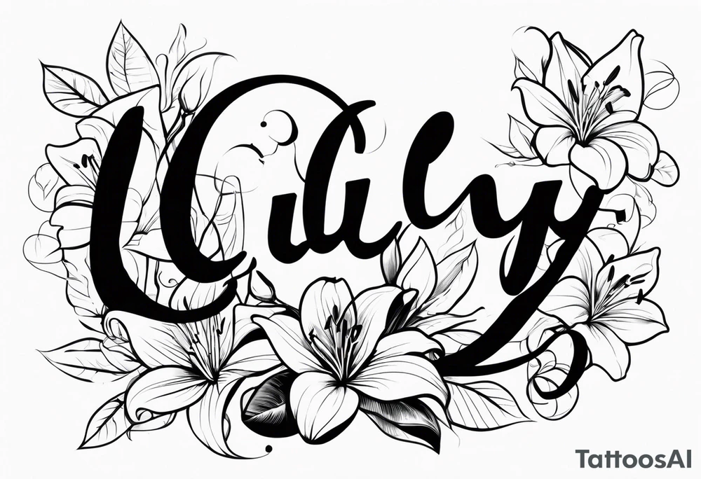 The name lily attached to a flower tattoo idea