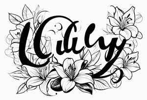 The name lily attached to a flower tattoo idea