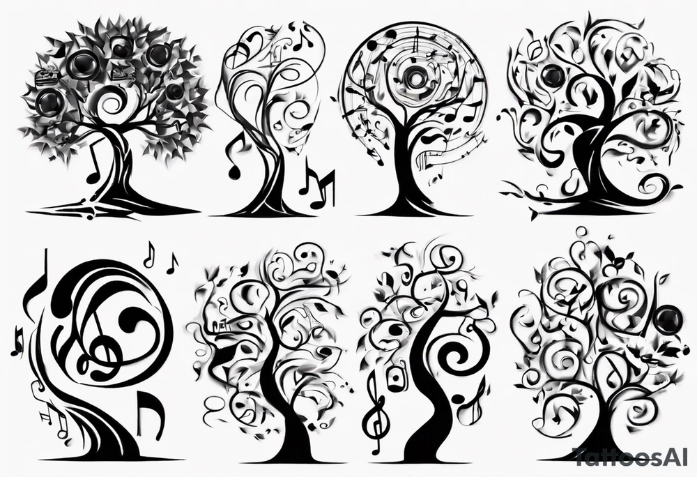 music speaker note tree stave tattoo idea