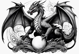 dragon holding orb tattoo idea