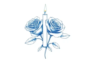Passed love one, two roses, two candles, blue tattoo idea