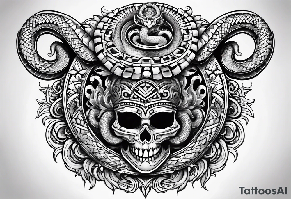 aztec kukulkan snake sleeve tattoo idea