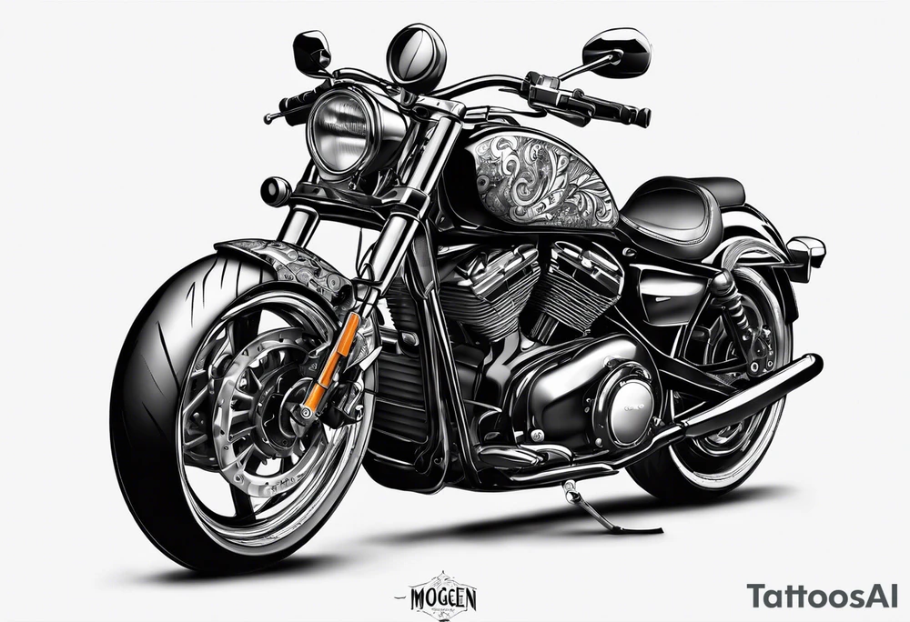 My girls name Imogen and motorbike parts tattoo idea