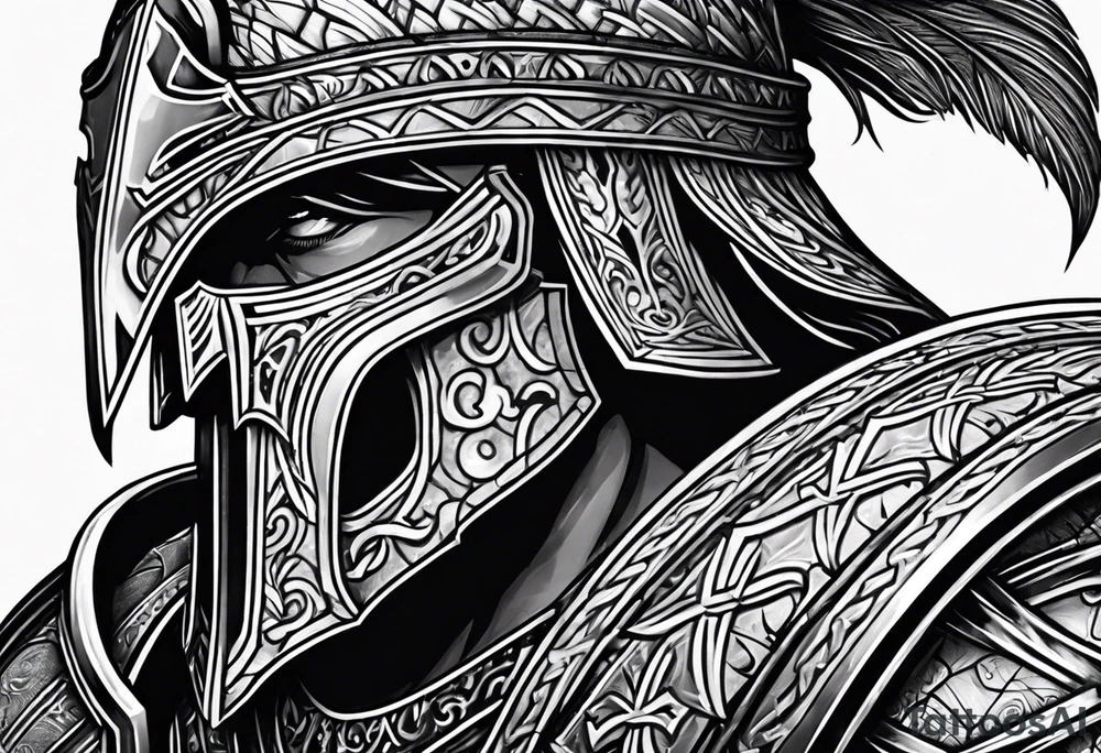 Valhalla sword shield axe armour tattoo idea
