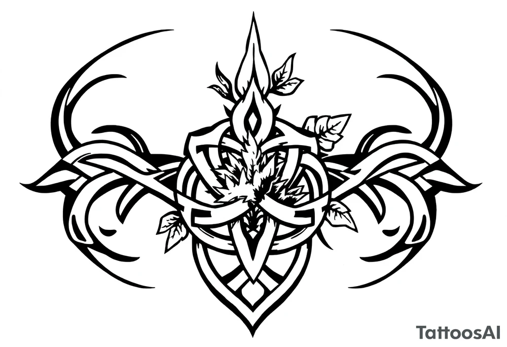 Arm band tattoo of Celtic knot combined with nature tattoo idea