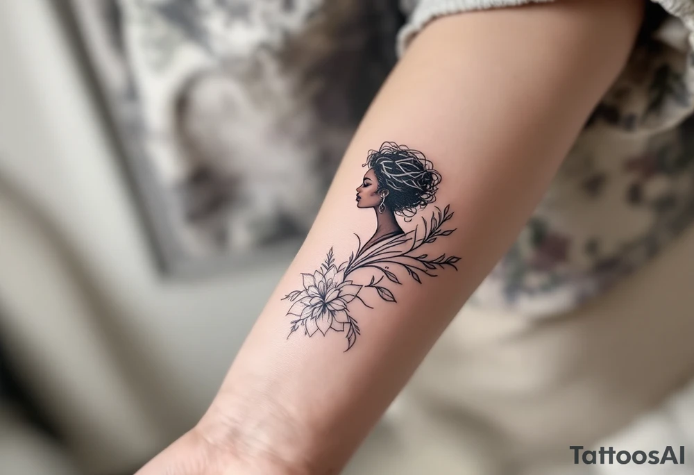 A tattoo with a black woman in it about divinity tattoo idea A tattoo with a black woman in it about divinity tattoo idea