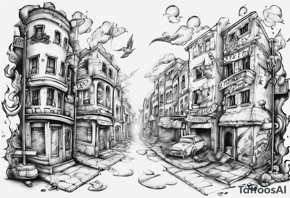 2 streets which got lost and found themselves again after a time tattoo idea