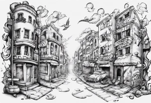 2 streets which got lost and found themselves again after a time tattoo idea
