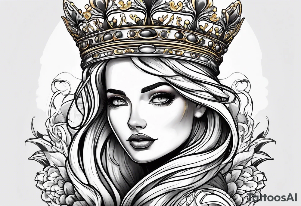 queen's golden crown tattoo idea
