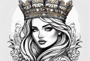 queen's golden crown tattoo idea