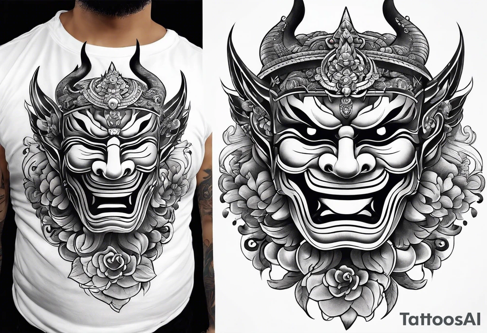 hanya mask on the shoulder, tattoo idea