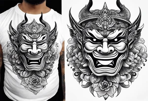 hanya mask on the shoulder, tattoo idea