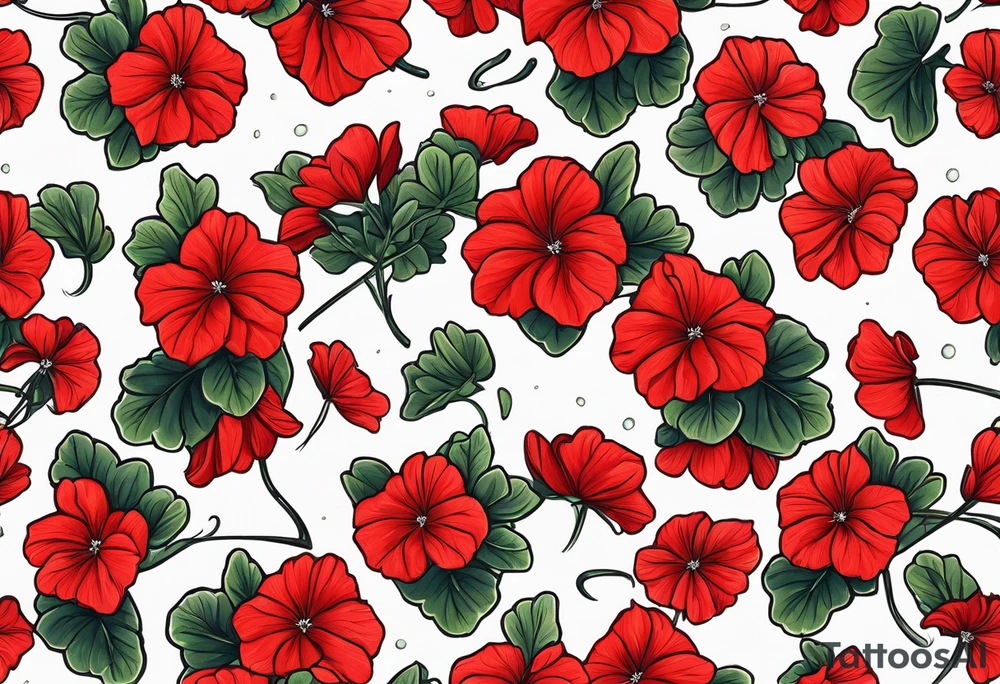 Umbrella with red geraniums printed tattoo idea