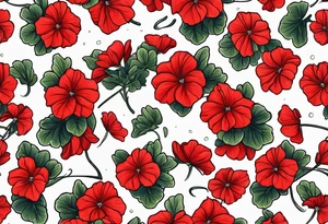 Umbrella with red geraniums printed tattoo idea