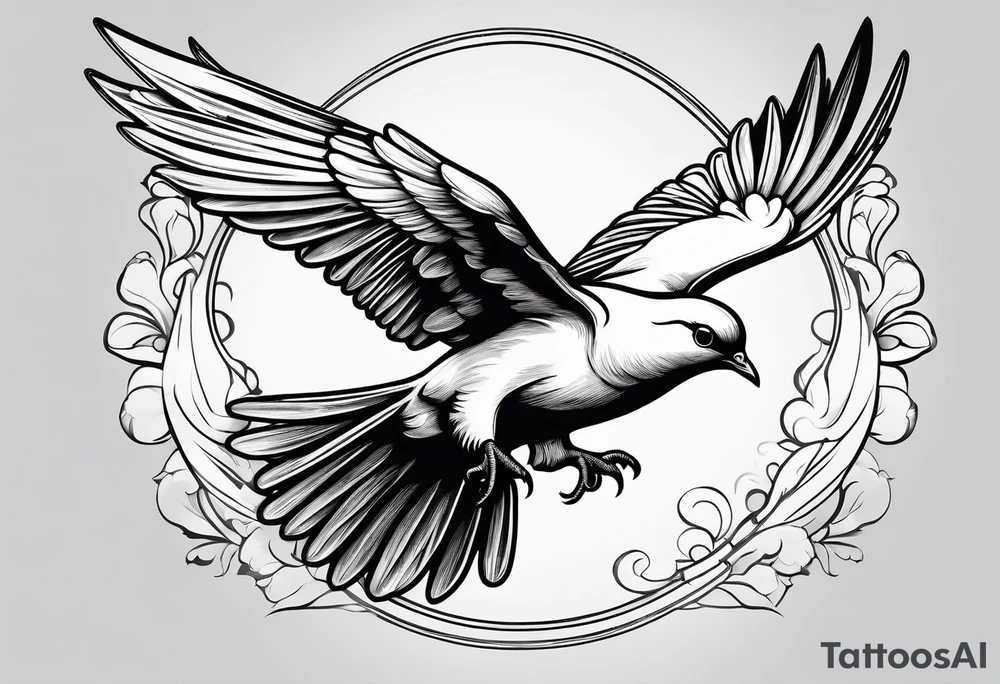 a dove sweeping through the air tattoo idea