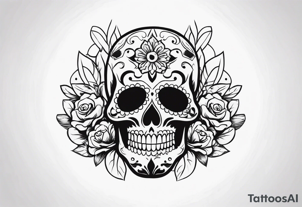 Day of dead skull with smoke around it tattoo idea