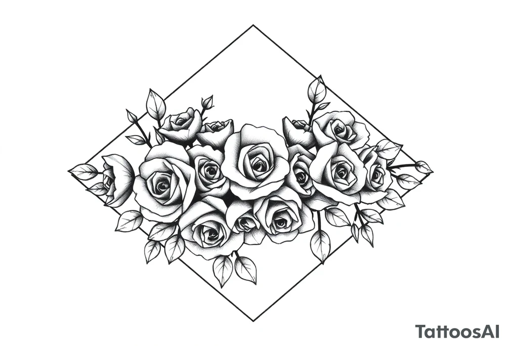 Small Roses filling up the inside of an lateral diamond shape tattoo idea