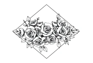 Small Roses filling up the inside of an lateral diamond shape tattoo idea