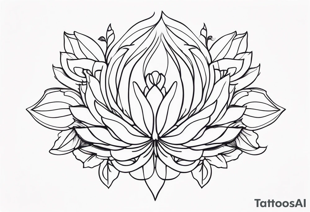 fine line whimsical floral design mirrored tattoo idea
