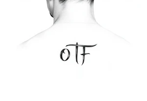 Paint brush stroke. Initials "OTF" tattoo idea
