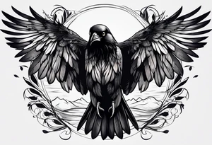crow with open wings tattoo idea