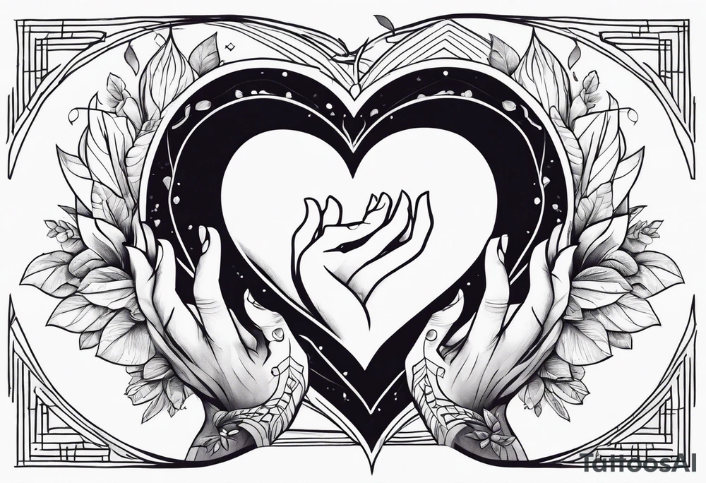 Hands holding a heart with tears tattoo idea