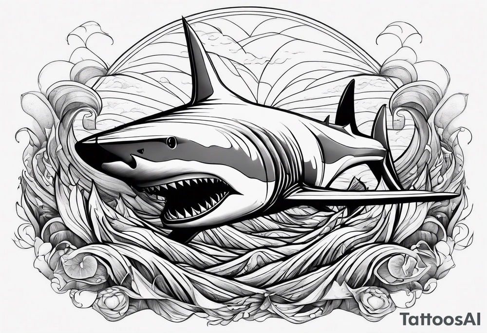 torrential ocean sharks tattoo idea