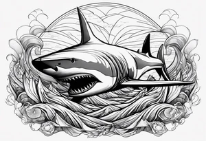 torrential ocean sharks tattoo idea