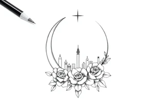 Tatuagem com traços finos inspirada nos livros da autora Sarah J Maas: trono de vidro, crescent City e corte de espinhos e rosas tattoo idea