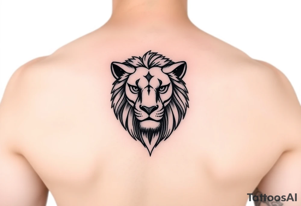 Feminine lion head tattoo idea