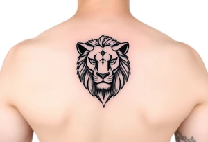 Feminine lion head tattoo idea