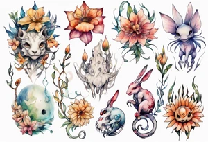 a beautiful flower creature biped tattoo idea