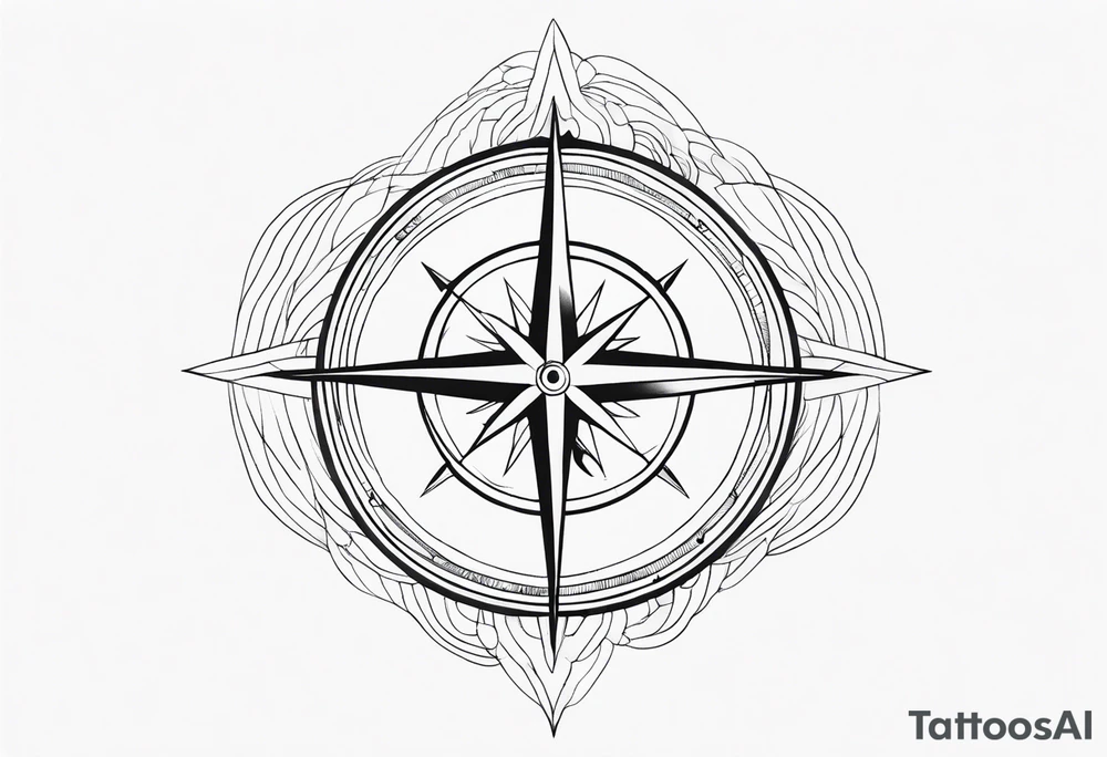 Compass with wAVES on mid back female elongated tattoo idea Compass with wAVES on mid back female elongated tattoo idea