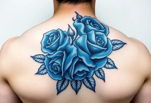 Blue roses, water, fire, cartoon tattoo idea