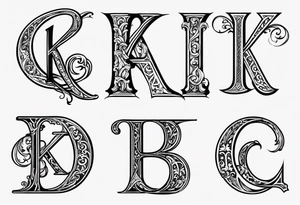 Old English Font using the letters K,A,C,B tattoo idea