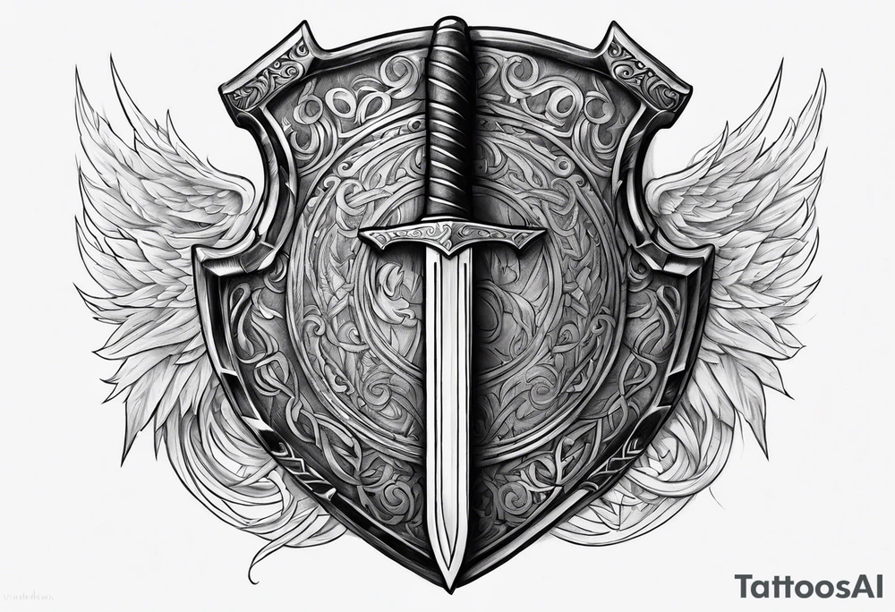Valhalla shield fire sword tattoo idea