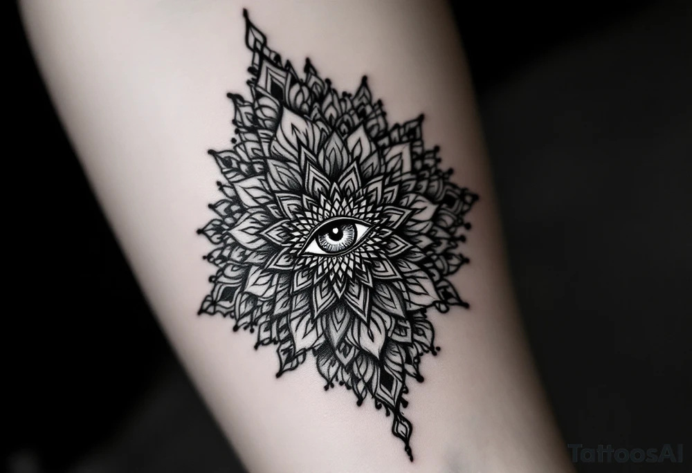 mandala with eye in the middle tattoo idea