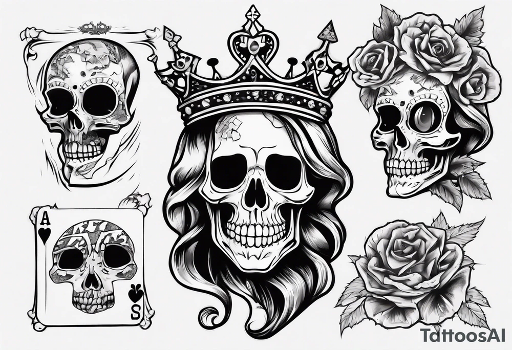 santa la muerta with money and crown
on the card tattoo idea