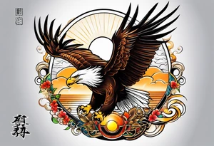 eagle and sun and sea tattoo idea