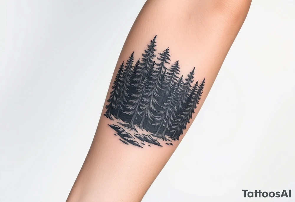Coniferous forest forearm tattoo sleeve tattoo idea
